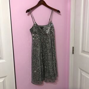 Vintage Betsey Johnson Silver Sequin Dress size 6